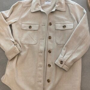 Old Navy Cream Utility Jacket Versatile Cotton Blend